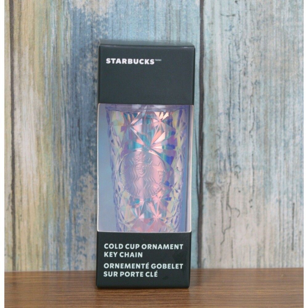 Starbucks Iridescent Lilac Jeweled Cold Cup Ornament Keychain Prism Holo Purple